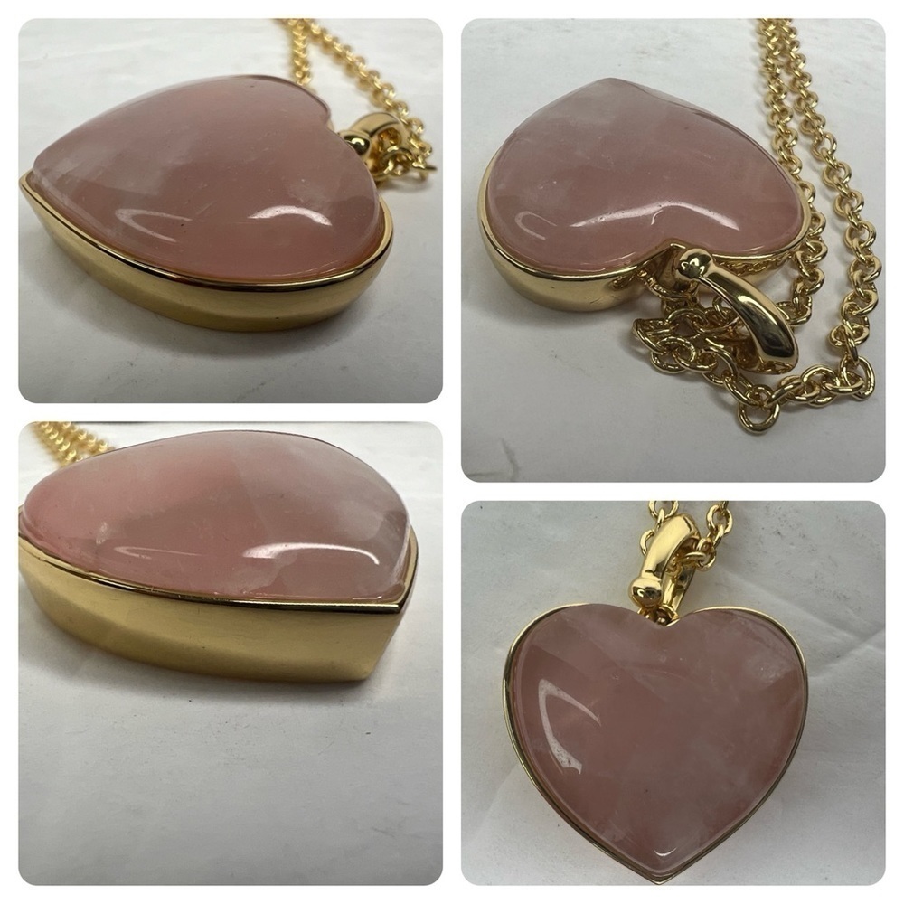Coach Heart Carved Pink Quartz Necklace Earring and Bracelet Set - Picture 14 of 16